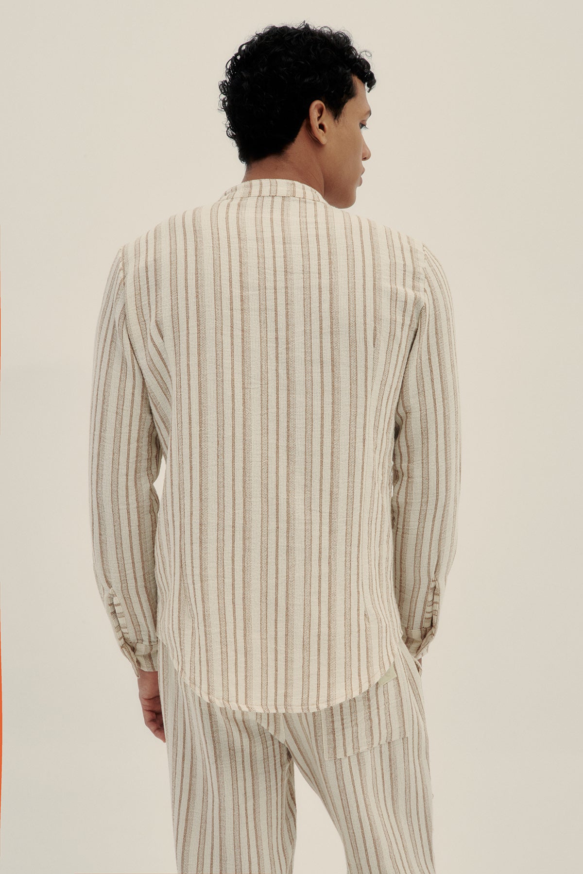 Camisa Manga Larga Rayas Crema - Polonio EU