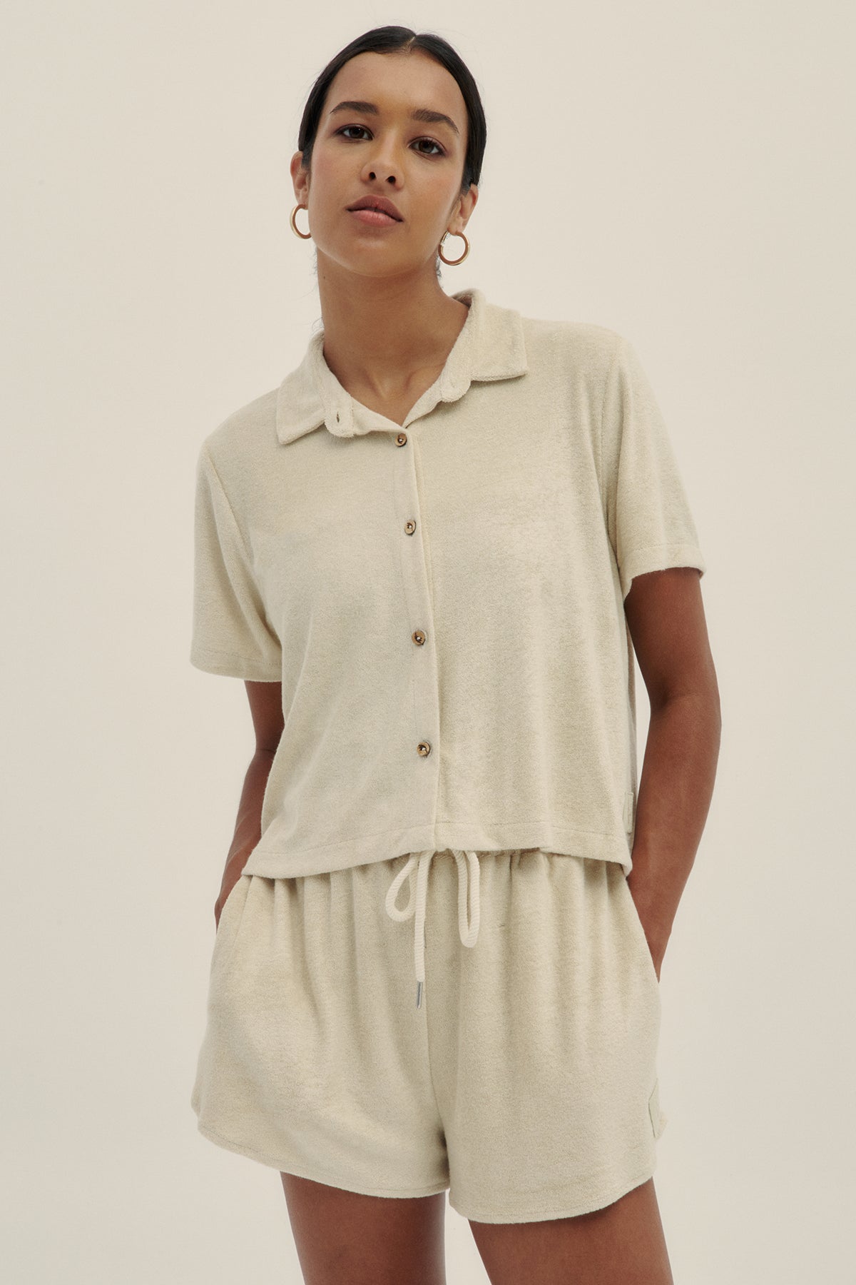 Shorts Vale Terry Crema - Polonio