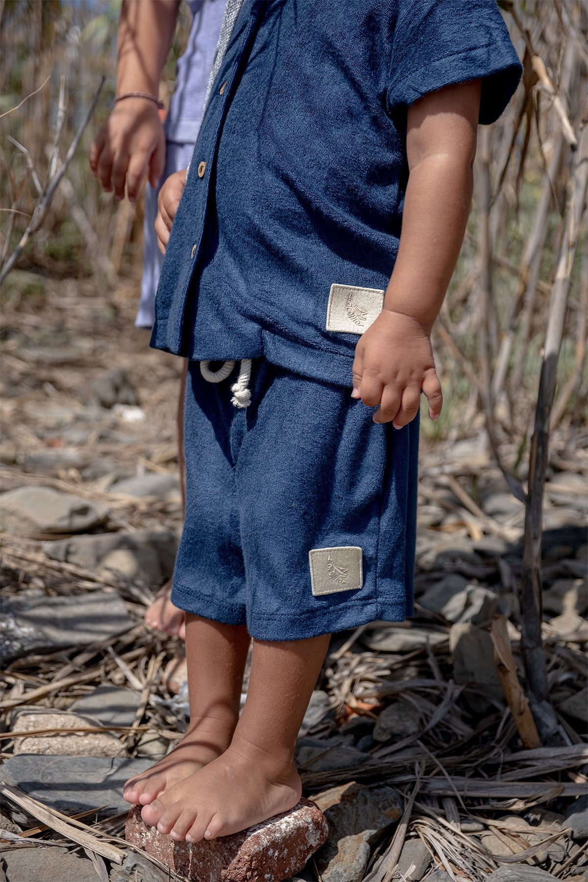 Navy Towel Kids Short - Polonio